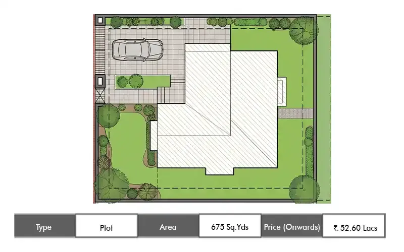 Arvind Sensora Plot floor plan, 675 sq ft carpet area